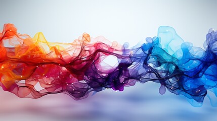 Rhythmic Waves of Color: Luminous Ribbons Dance Across a Reflective Surface in a Symphony of Light and Shadow. Data visualization picture, luminous waves and data streams