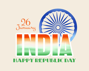 Republic day greeting card with national colors and symbols. Vector illustration