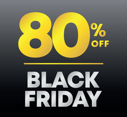 80% off. Special offer Black Friday sticker. Tag percent off price, value. Advertising for sales, promo, discount, shop. Campaign for retail, store. Vector, icon