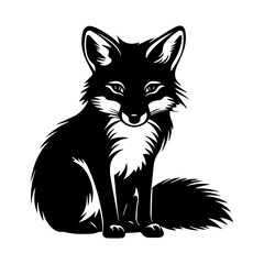 Fox silhouette illustration, Friendly Fox Logo Monochrome Design, Generative AI.