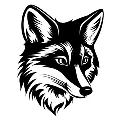 Fototapeta premium Fox silhouette illustration, Friendly Fox Logo Monochrome Design, Generative AI.