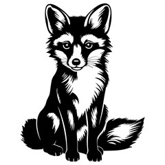 Fox silhouette illustration, Friendly Fox Logo Monochrome Design, Generative AI.