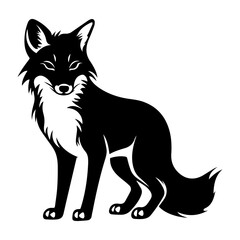 Obraz premium Fox silhouette illustration, Friendly Fox Logo Monochrome Design, Generative AI.