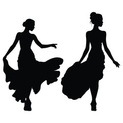 woman dancer silhouette on white