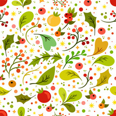 Seamless pattern with floral elements. Design for wrapping paper, wall paper, textile, fabric.