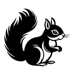 Red squirrel silhouette illustration, Friendly Red squirrel Logo Monochrome Design, Generative AI. - obrazy, fototapety, plakaty