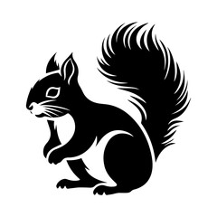 Red squirrel silhouette illustration, Friendly Red squirrel Logo Monochrome Design, Generative AI.