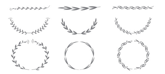 Laurel Wreath Silhouette Collection Set Isolated on White Background - obrazy, fototapety, plakaty