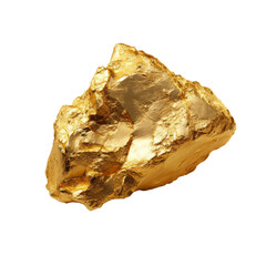 Gold nugget isolated on transparent background. AI generated.