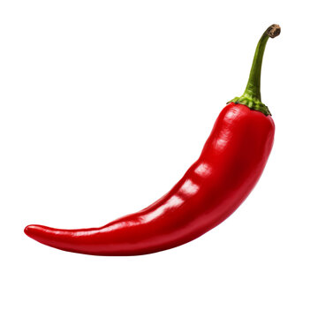 Single spicy juicy chili close up isolated on transparent background. AI generated.