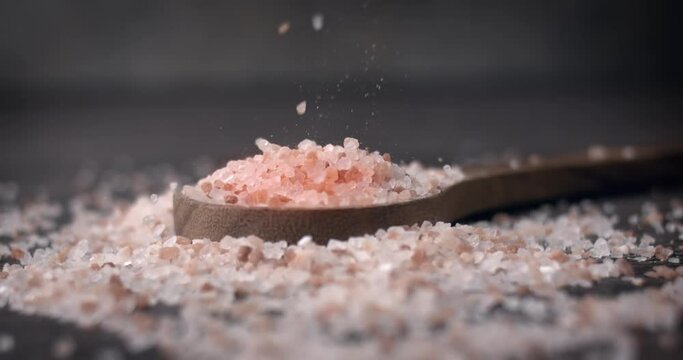 Himalayan pink salt in a super slow motion.
