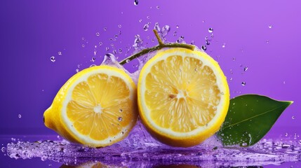 lemon_fruit_photographic_collage_style_on_purple background