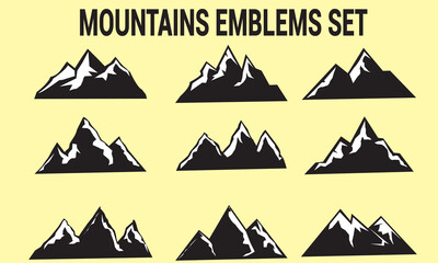Mountain silhouettes, mountain range vector icon set