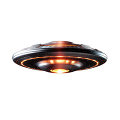 Realistic UFO isolated on transparent background. AI generated.