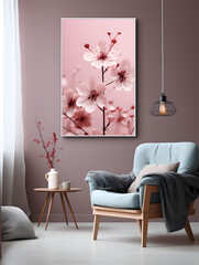 Mock-up of the Picture on the wall and flower