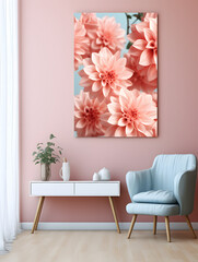 Mock-up of the Picture on the wall and flower