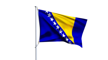 3D render of herzegovinian flag isolated on white background, waving flag of herzegovinian