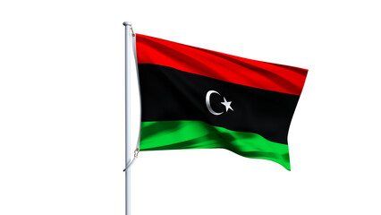 3D render of libya flag isolated on white background, waving flag of libya