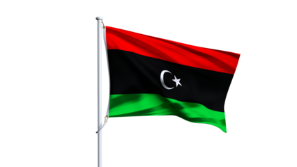3D render of libya flag isolated on white background, waving flag of libya