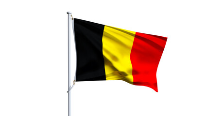 3D render of belgium flag isolated on white background, waving flag of belgium