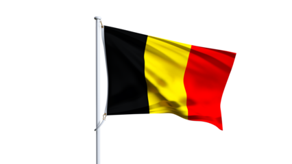 3D render of belgium flag isolated on white background, waving flag of belgium