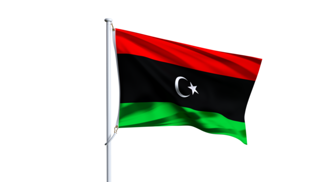 3D render of libya flag isolated on white background, waving flag of libya