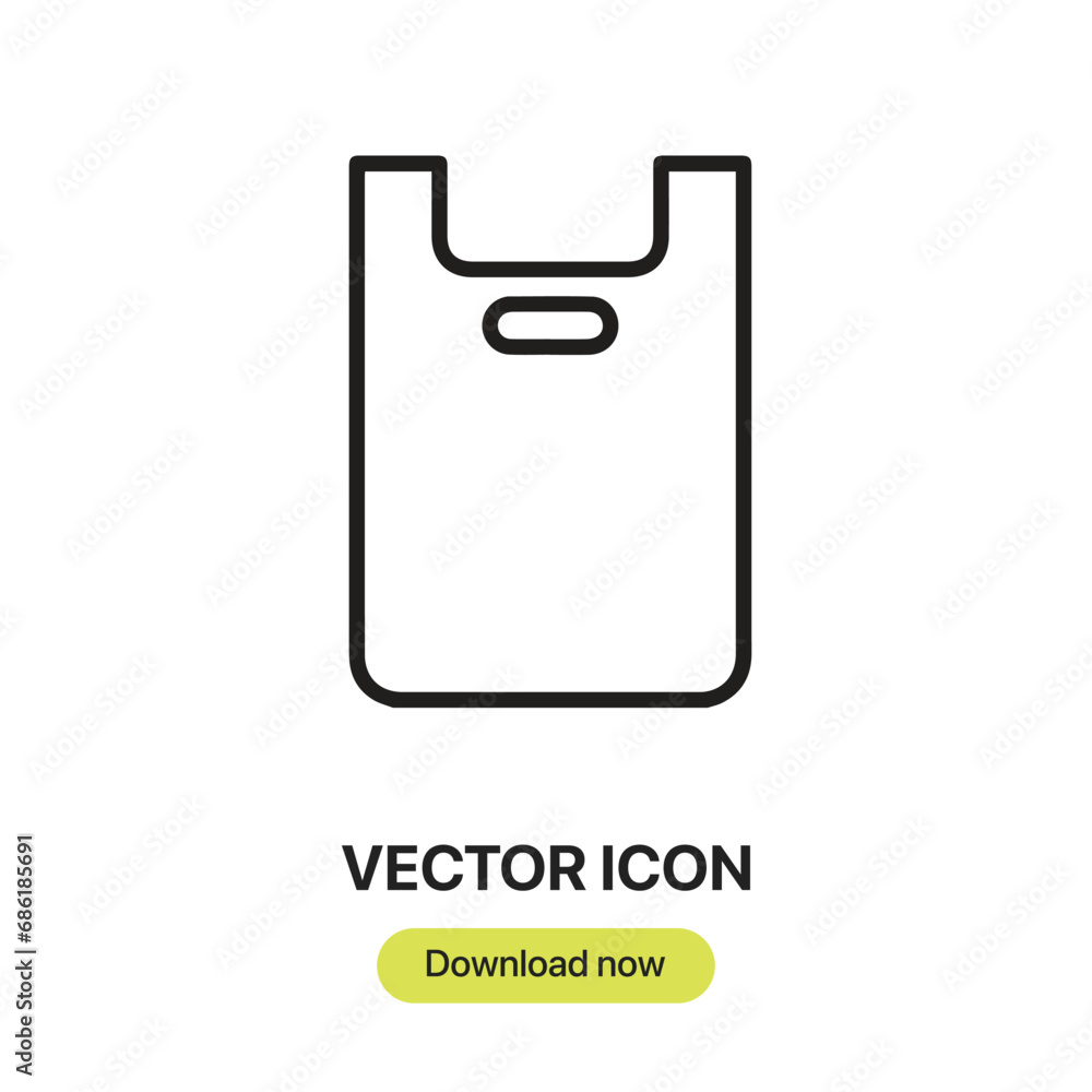 Poster Plastic Bag icon vector. Linear-style sign for mobile concept and web design. Plastic Bag symbol illustration. Pixel vector graphics - Vector.	
