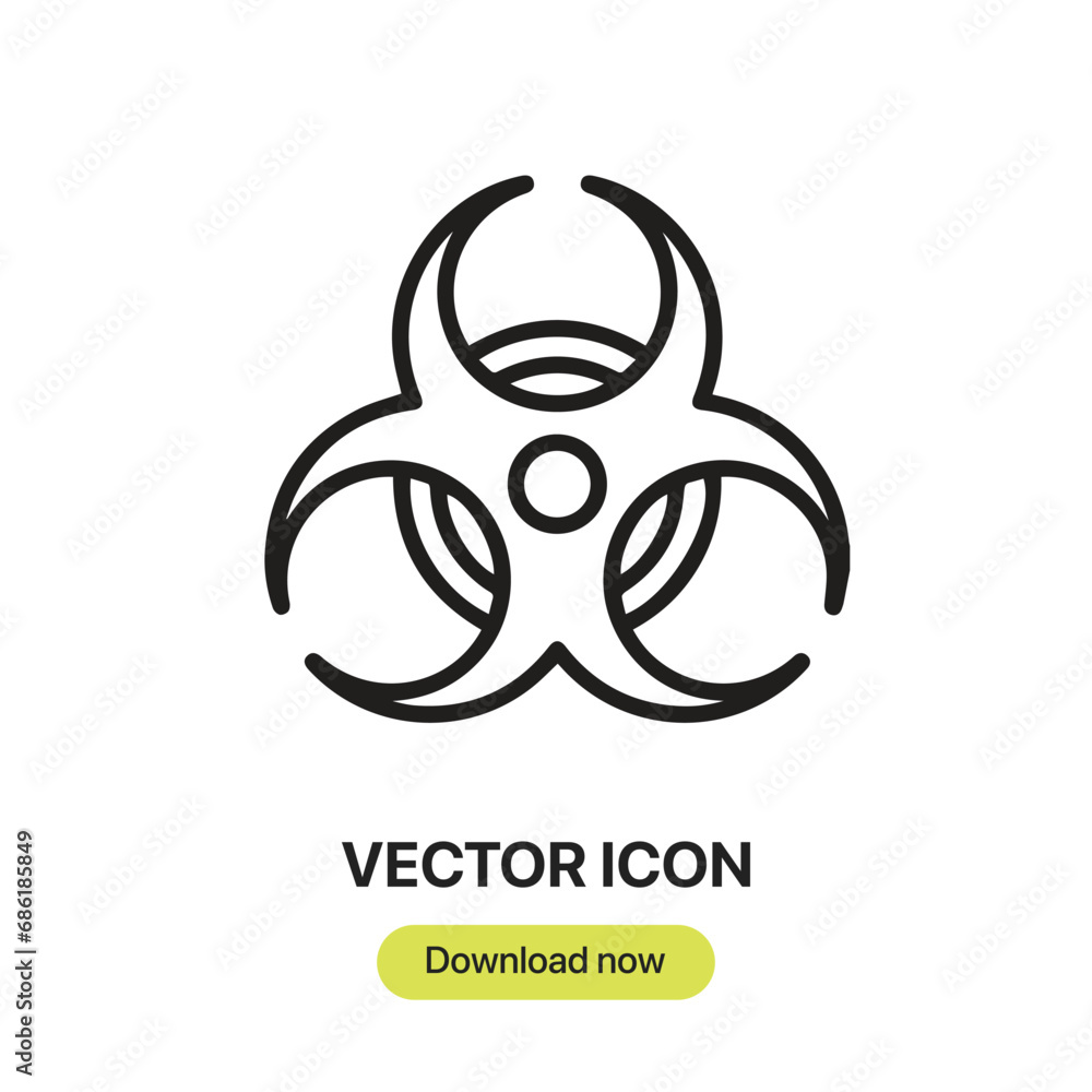Aufkleber Biohazard icon vector. Linear-style sign for mobile concept and web design. Biohazard symbol illustration. Pixel vector graphics - Vector.	
