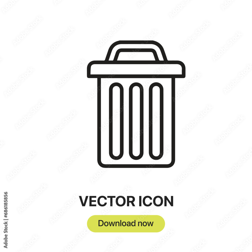 Poster trash can icon vector. linear-style sign for mobile concept and web design. trash can symbol illustr