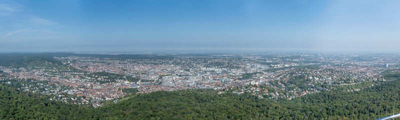 Fototapeta na wymiar aerial panoramic cityscape from TV-tower, Stuttgart, Germany
