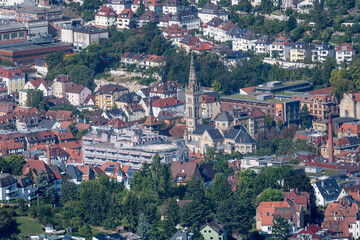 Obraz premium aerial cityscape with St. Maria Catholic church, Stuttgart, Germany