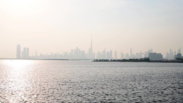 Panoramic View of Dubai Skyline from Creek Harbour