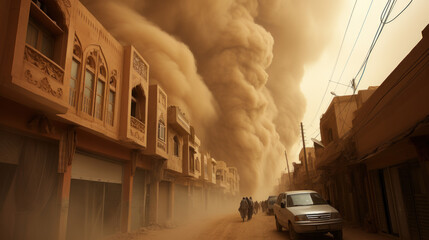 Huge sand storm coming to town - obrazy, fototapety, plakaty