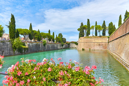 Beautiful view of the fortress in Peschiera del Garda, on Lake Garda, Italy. 