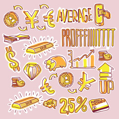 Finance pattern set with doodle style