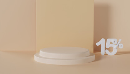 Product Display Podium with 15 Percent Off on Pastel Color Background