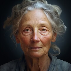 old lady portrait, ultra realicstic, face close up