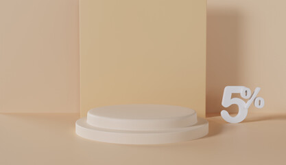 Product Display Podium with 5 Percent Off on Pastel Color Background