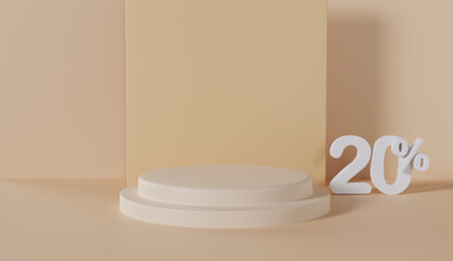 Product Display Podium with 20 Percent Off on Pastel Color Background