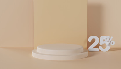 Product Display Podium with 25 Percent Off on Pastel Color Background