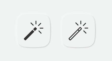 Magic wand icon. Design tool sign. Magician stick symbol. Wizard tool icons. Vector isolated sign.