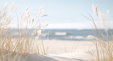 close up of a beach near some grass and sand - Powered by Adobe