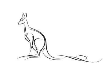 minimalistic continuous one line draw of kangaroo on transparent background. Australia day concept