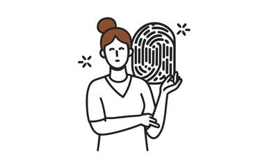 illustration of a girl with fingerprint