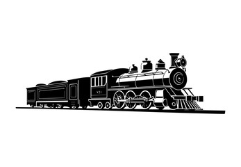 silhouette of the old train vector illustrator, vintage train.