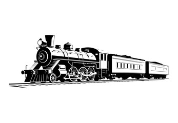 silhouette of the old train vector illustrator, vintage train.