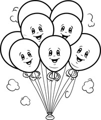 Balloon cartoon coloring page black and white