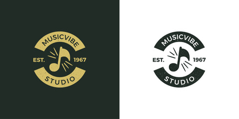 Fototapeta premium Music Studio Guitar Store Grunge Logo Artwork