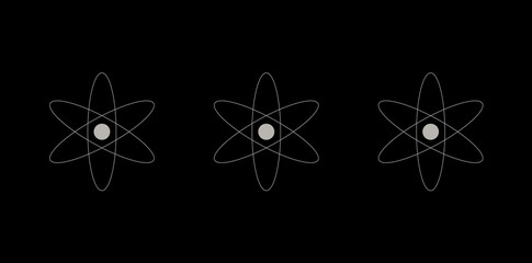Atom Logo Symbol Icons, Hand Drawn Atom Vector Set On Black Background.