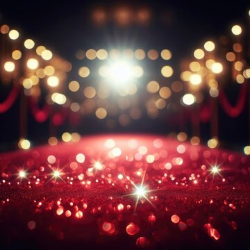 stage with lights and red carpet